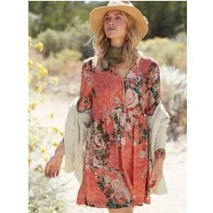 NWOT Peruvian Connection Tularosa Floral Long Sleeve Tunic Dress